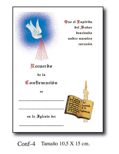 Diploma Confirmacion Mod Conf.4 15.5x15cm Paloma Azul