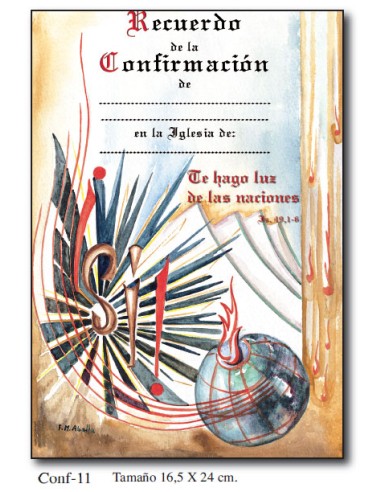 Diploma Confirmacion Mod Conf.11 24x16.5cm Luz De Las Naciones