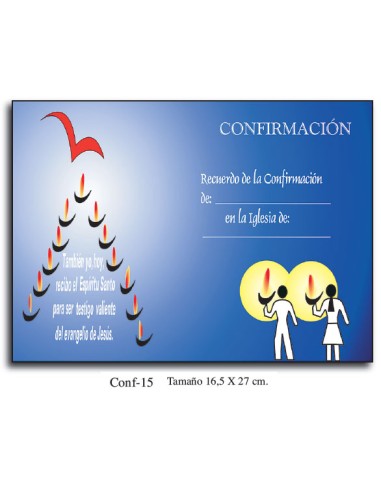 Diploma Confirmacion Mod Conf.15 24x16.5cm Paloma Fondo Azul