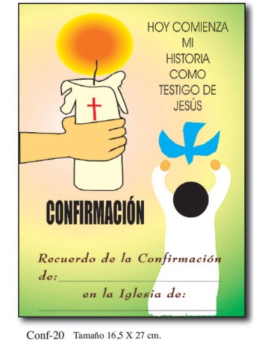 Diploma Confirmacion Mod Conf.20 27x16.5cm Fondo Verde Con Vela