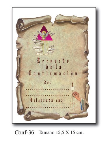 Diploma Confirmacion Mod Conf.36 15.5x15cm Pergamino