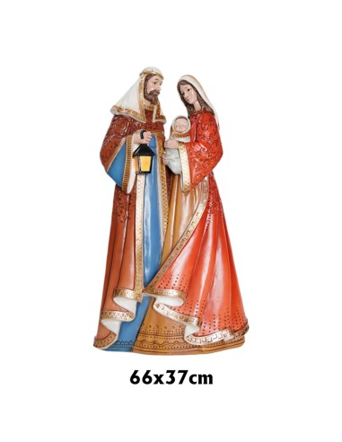 Sagrada Familia 66x37cm Niño Jesús en brazo de Maria y san Jose con farol