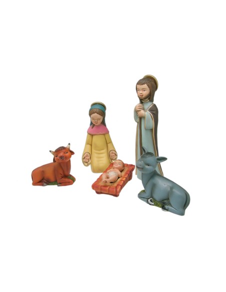 Nacimiento Esc 5 Figuras 25cm Niño Con Cuna Tipo Artesania