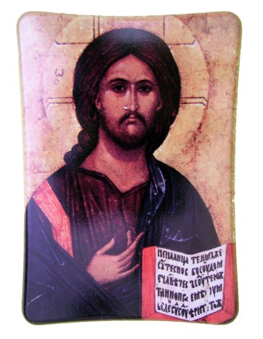 Icono Madera Estampada Tipo Pergamino 18x13cm Pantocrator