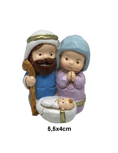 Sagrada Familia 5. 5x4cm Decorada Virgen Manos Juntas Y Nino En La Cuna Delante