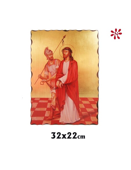 Via Crucis Serigrafiado 32x22cm 15 Estaciones Estilo Envejecido