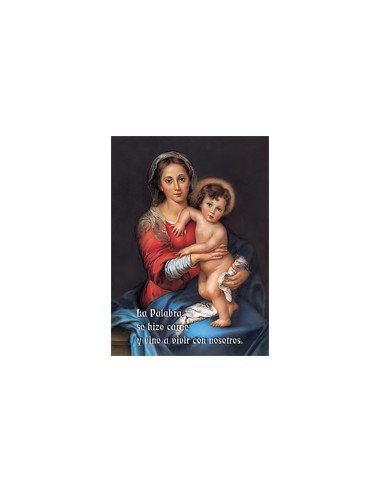 Estampa Con Oracion S-1015/1 Virgen Murillo La Palabra Se Hizo Carne 7x11cm