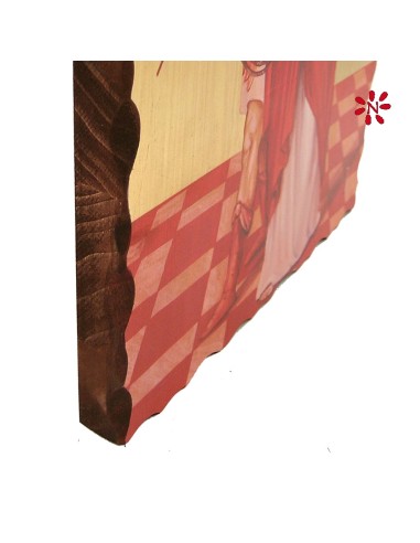 Icono Madera Estampada Tipo Pergamino Primera Comunion 18x13cm Fondo Azul