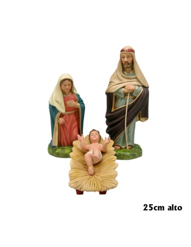 Nacimiento Esc 3 Figuras 25cm Niño Con Cuna San Jose Con Tunica