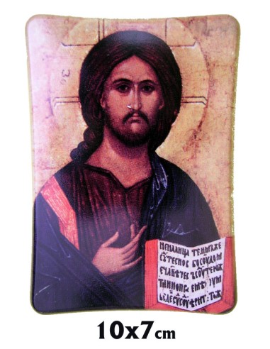 Icono Madera Estampado Tipo Pergamino Pantocrator 10x7cm