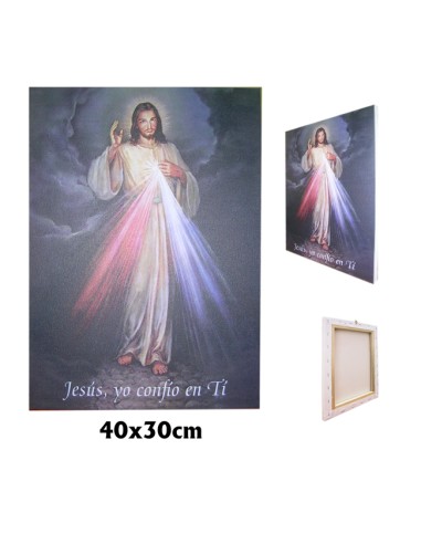 Cuadro Tela Estampada 40x30cm Jesús Misericordioso