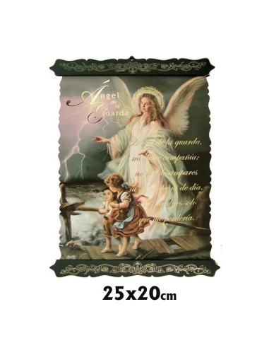 Pergamino 25x20cm Angel Guarda Lamina Brillo Oro