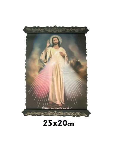 Pergamino 25x20cm Jesús Misericordioso Lamina Brillo Oro