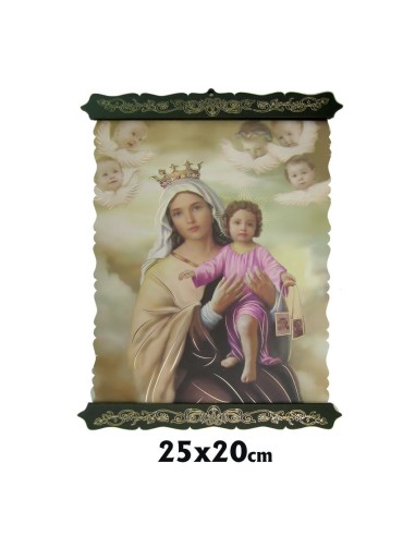 Pergamino 25x20cm Virgen Del Carmen Lamina Brillo Oro