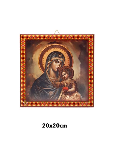 Cuadro ceramica Virgen manto azul Nizzzzzo con corazon con impresion en relieve