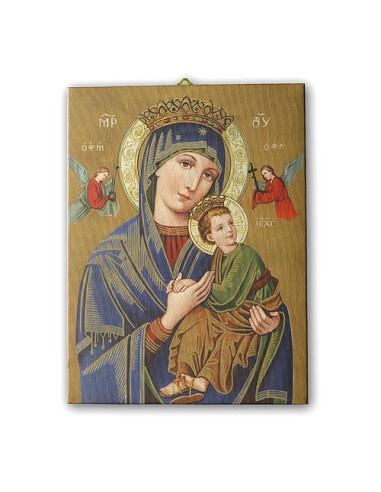 Cuadro Tela Estampada 70x50cm Virgen Perpetuo Socorro