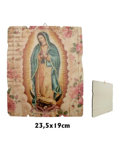 Tabla Serigrafiada Virgen De Guadalupe 19x24 Estilo Vintage