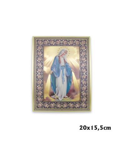 Virgen Milagrosa Estampada Sobre Tabla 20x15. 5cm Con Caja