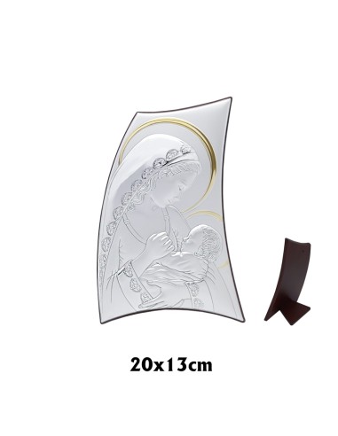 Icono Plata Tipo Vela Virgen Con Niño...