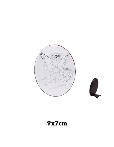 Icono Plata Angel Guarda Oval 9x7cm Con Nizzzzzo Dormido