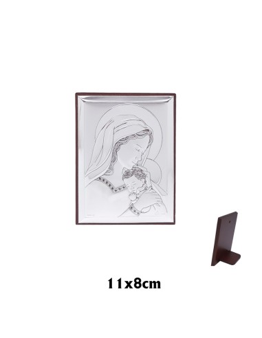 Icono Plata Virgen Con Nizzzzzo Rectangular 11 X 8 CM