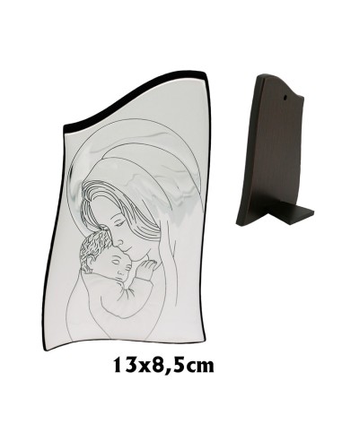 Icono Plata Virgen Con Nizzzzzo 13x8. 5cm Forma Con Picos