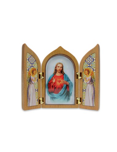 Capilla Triptico Tipo Gotico Con Angeles En Las Puertas Con Grabado Tipo Oro Personalizar