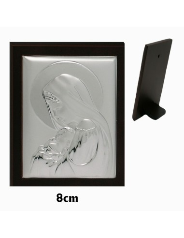 Icono Plata Virgen Con Nizzzzzo 11x 8cm Con Pie