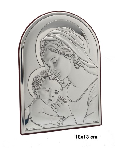 Icono Plata Virgen Con Nizzzzzo 18x13cm Tipo Cupula