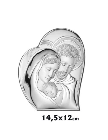 Icono Plata Corazon 14. 5x12cm Sagrada Familia