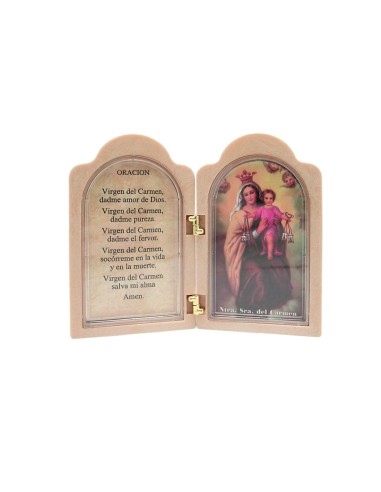 Icono Madera Pintado A Mano Con Cristal Virgen Con Niño 44x32cm