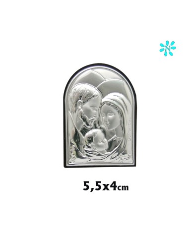 Icono Plata Sagrada Familia 5. 5x4cm decorada con pie