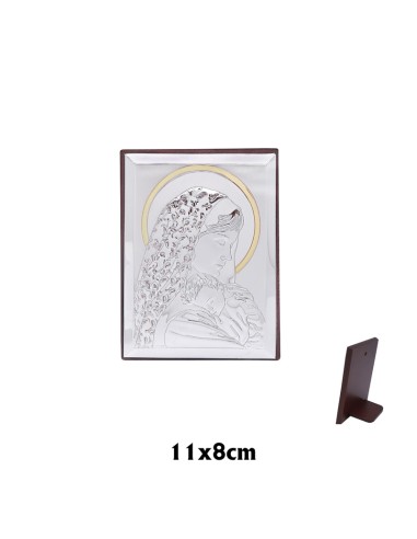 Icono Plata Virgen Con Nizzzzzo Velo De Flores 11x 8 CM