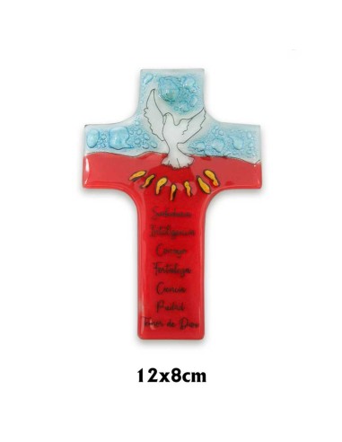 Cruz Cristal 12x8cm 7 Dones Del Espiritu Santo