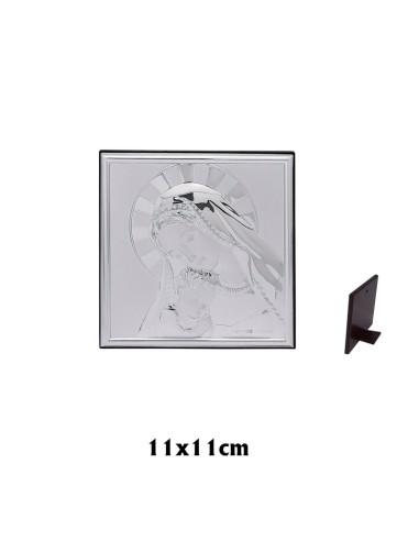 Icono Plata Laminada Cuadro Virgen con Nizzzzzo 11 x 11Con Base