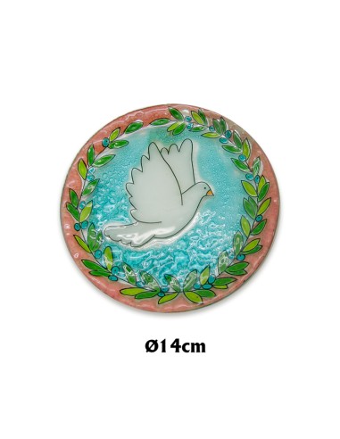 Plato Cristal 15cm Paloma Con Olivo
