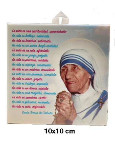 Placa Ceramica Teresa De Calcuta 10x10 Para Colgar