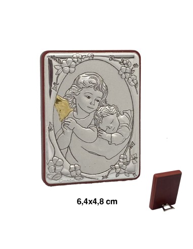 Icono Aluminio 6. 4x4. 8cm Angelito Con Bebe Dormido Bicolor Marco Con Flores