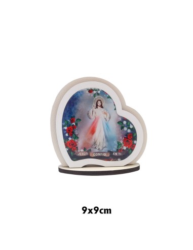 Corazon Sobremesa  Blanco Jesus Confio en Ti 9  x 9cm