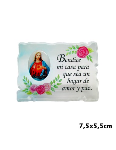 Placa Transparente Para Personalizar 8x6 CM Con Pie Trasero Bendice MI Casa
