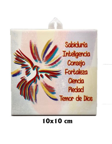 Placa Ceramica Dones Del Espiritu Santo 10x10 Para Colgar