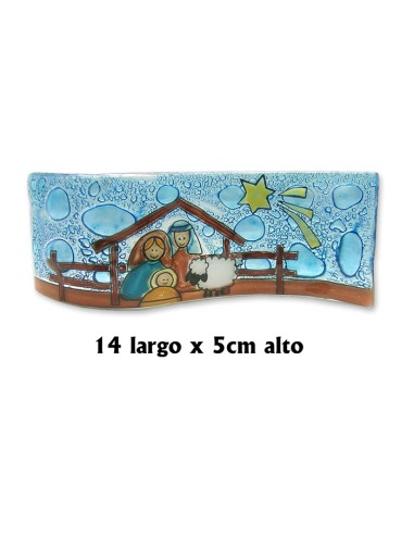 Nacimiento Ola Mini Cristal 14x5cm Pesebre Con Estrella