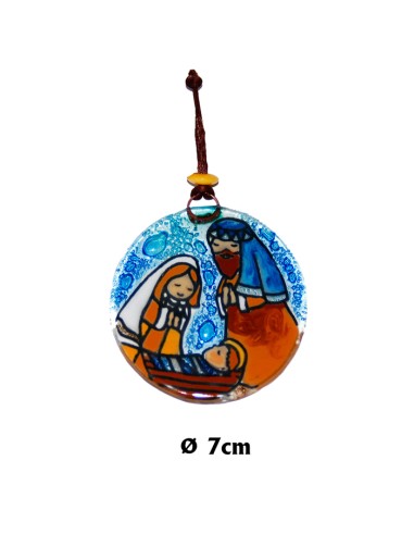Nacimiento Medallon Cristal 7cm Para Colgar Sagrada Familia Nizzzzzo En Cuna De Lado