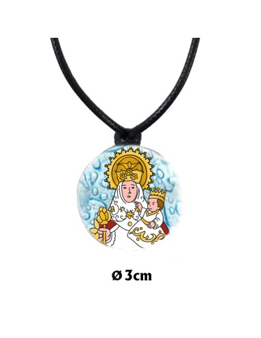 Colgante Cristal 3cm Virgen Covadonga Hecho A Mano Con Cordon