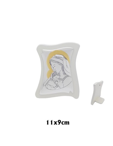 Icono Plata Virgen Con Niño 11 X 9cm...