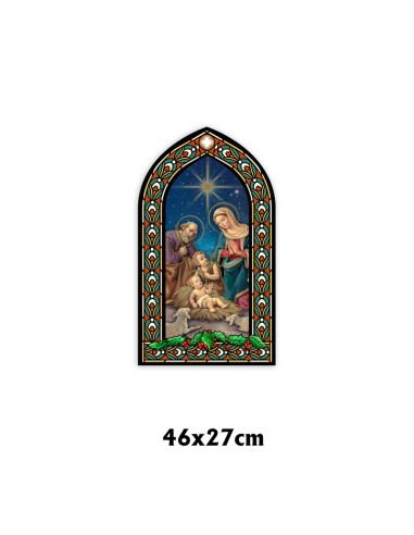 Nacimiento Autoadhesivo Tipo Vidriera Buen Pastor Para Cristal 46x27 CM