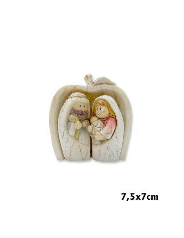 Nacimiento Res 7x7. 5cm Pt Sagrada Familia Infantil Para Unir 3 Piezas Manzana Como Pesebre