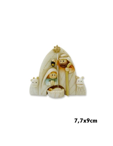 Nacimiento Res Sagrada Familia 9x8cm 3 Piezas Pu Serie Blanca