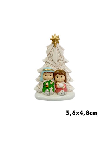 Nacimiento Res 9. 3x5. 3cm Sagrada Familia Infantil Pt Con Arbol Detras