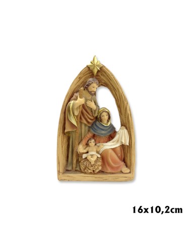 Nacimiento Sagrada Familia 16x10cm Pf Pesebre En Arco Con Estrella